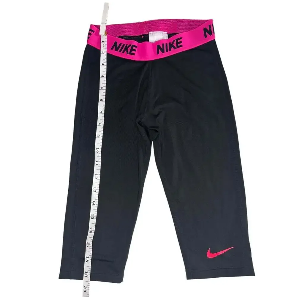 Nike Pro Dri-FIT Kids/Girls Black and Pink Capri Training Leggings